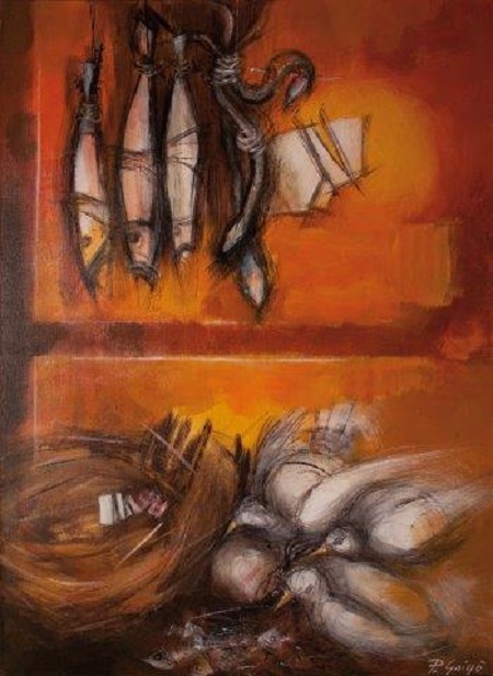 Paolo Grigò, Armonie Lacusti, acrilico su tela cm 70x50, 2010